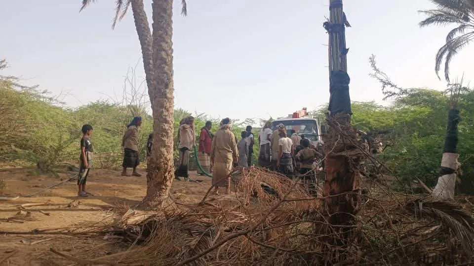 حريق واسع في وادي رضوم بشبوة يلتهم منازل وعشرات أشجار النخيل